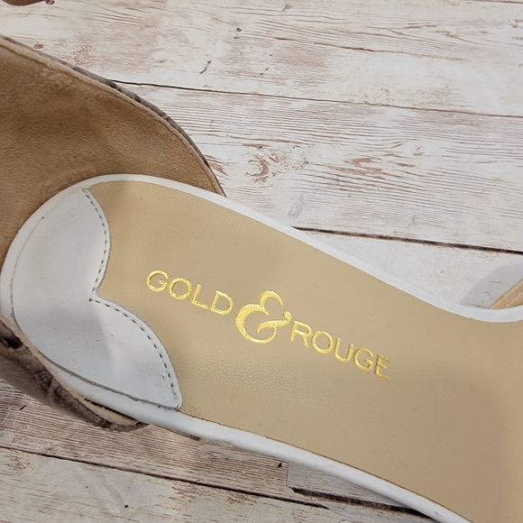 Gold & Rouge white leather and embossed croc block heel sandals - Picture 9 of 13